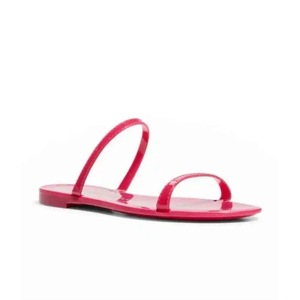 New Stuart Weitzman Sawyer Jelly Slide Pink strap flip flop flat sandal size 9